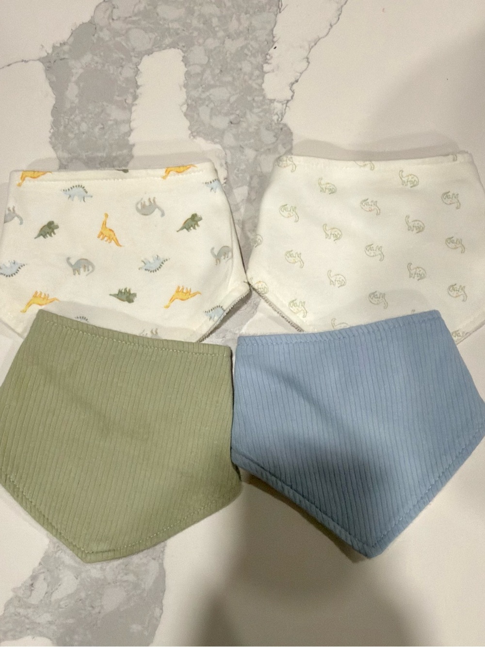 Kyle & Deena Baby Bandana Bibs 4-Pack Unisex Dinosaur Ribbed Cotton
